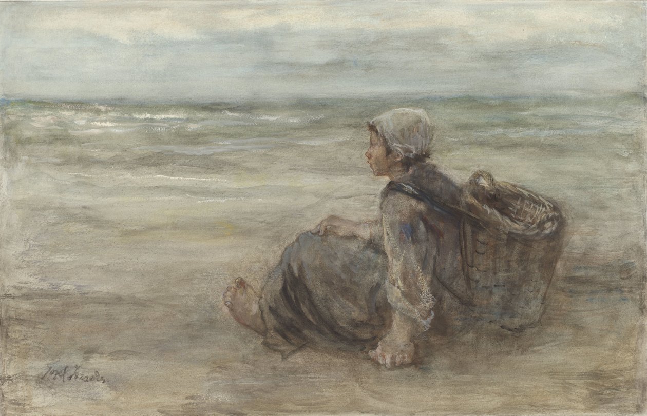 Ragazza pescatrice sulla spiaggia da Jozef Israëls