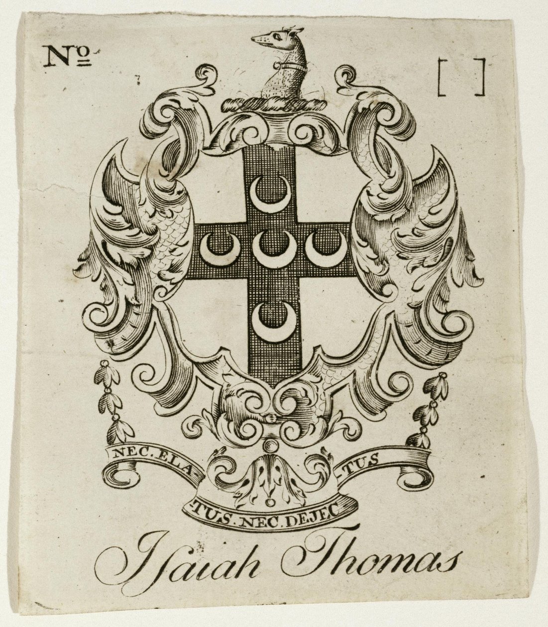 Ex libris per Isaiah Thomas (1749-1831) da Jr. Paul Revere