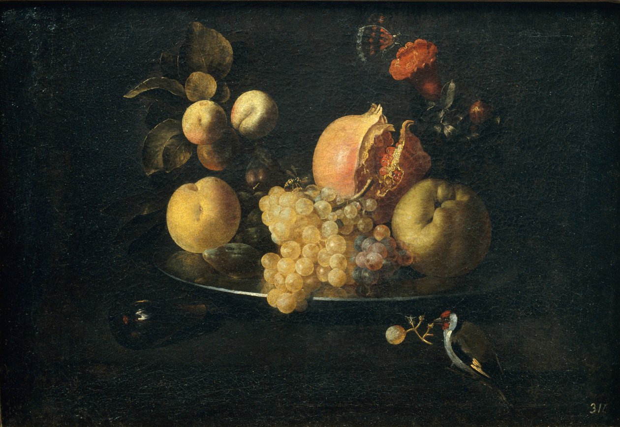 Natura morta con frutta e cardellino da Juan de Zurbaran