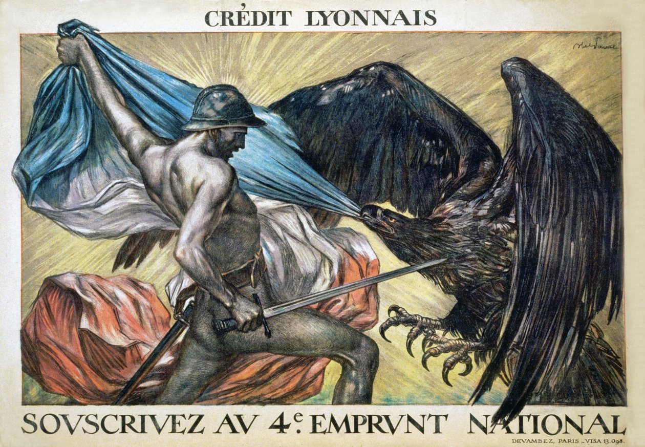 Crédit Lyonnais. Sottoscrivi il 4° Prestito Nazionale, 1918 da Jules Abel Faivre