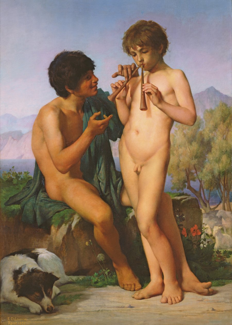 La lezione di flauto da Jules Elie Delaunay