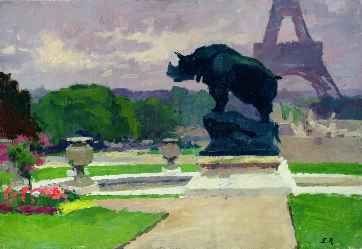 I Giardini del Trocadero e il Rinoceronte di Jacquemart da Jules Ernest Renoux