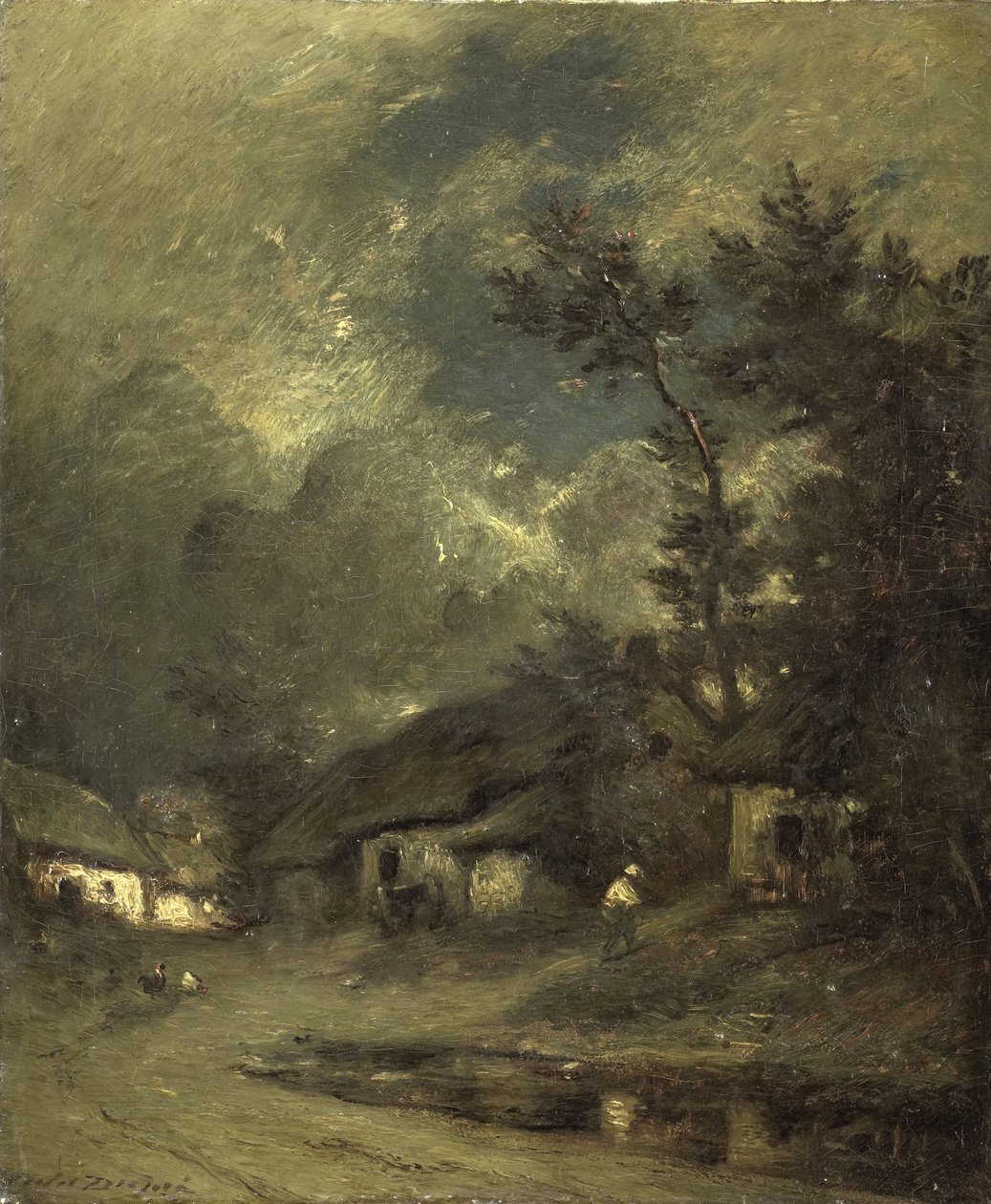 Un villaggio di notte da Jules Dupré