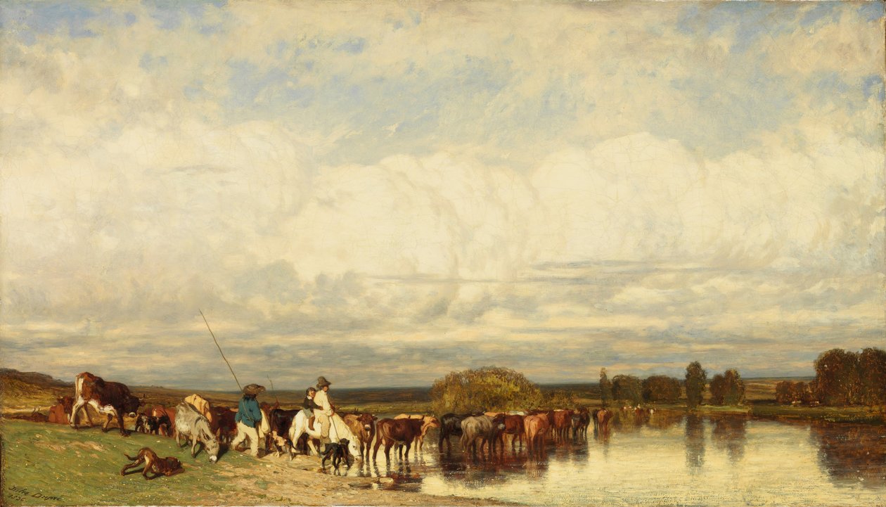 Mucche che attraversano un guado, 1836 da Jules Dupré