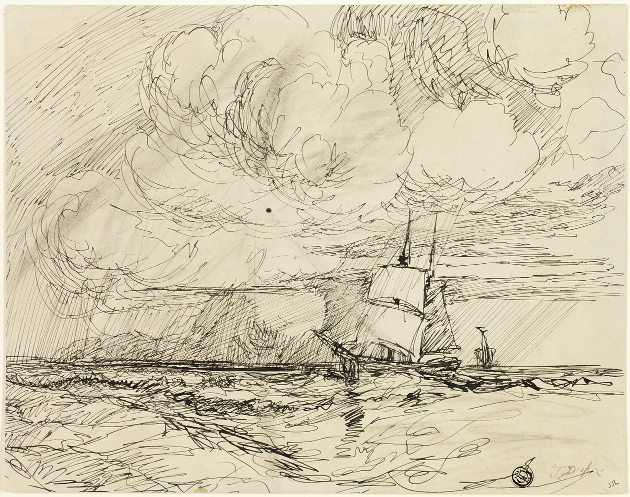 Navi in Mare Durante la Tempesta da Jules Dupré