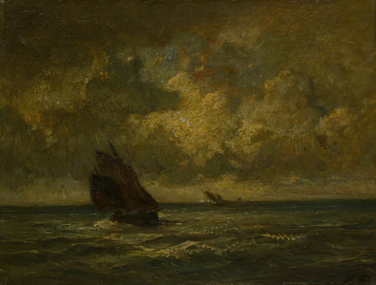 Due barche in una tempesta, 1870-75 da Jules Dupré