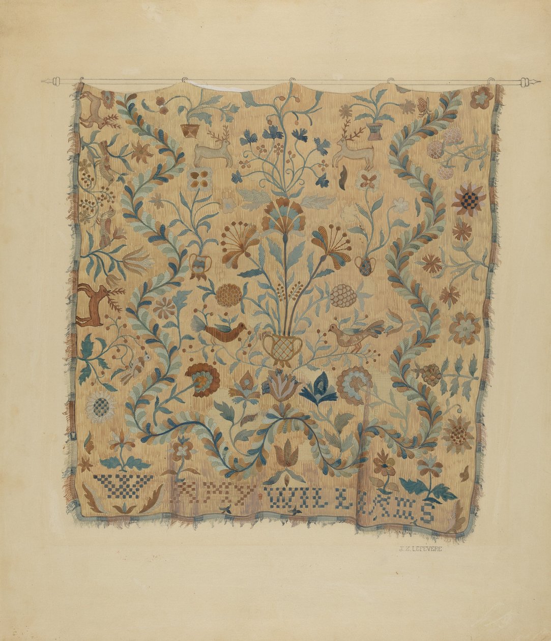 Coperta ricamata, c. 1936 da Jules Lefevere