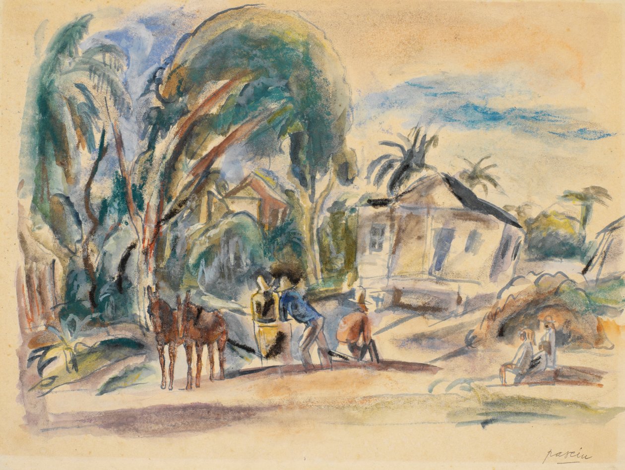 Paesaggio, case e alberi da Jules Pascin