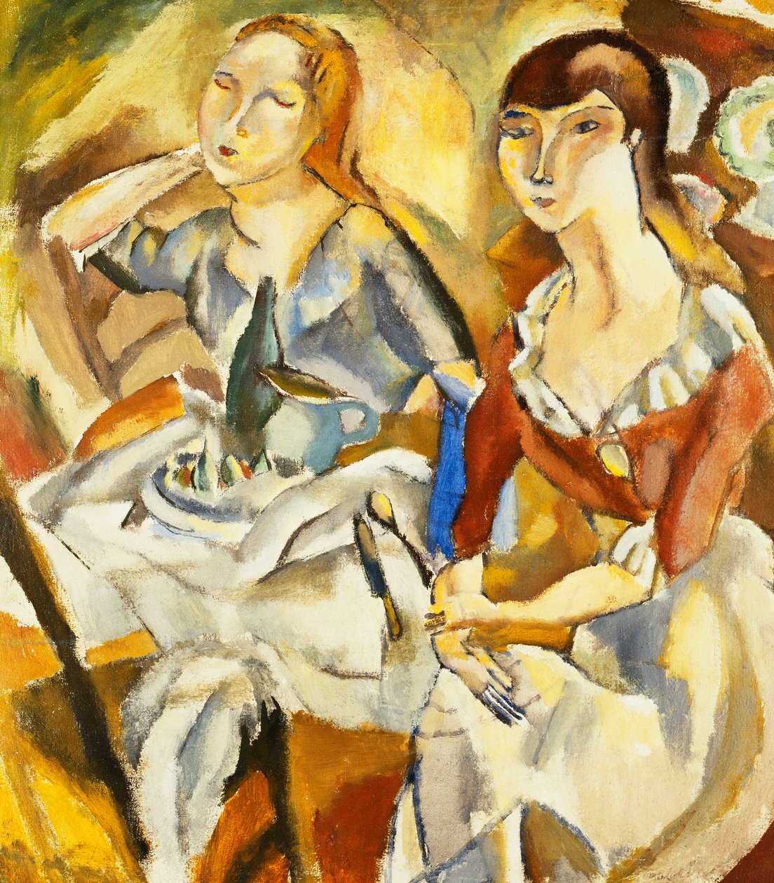 Giovani ragazze sedute insieme da Jules Pascin
