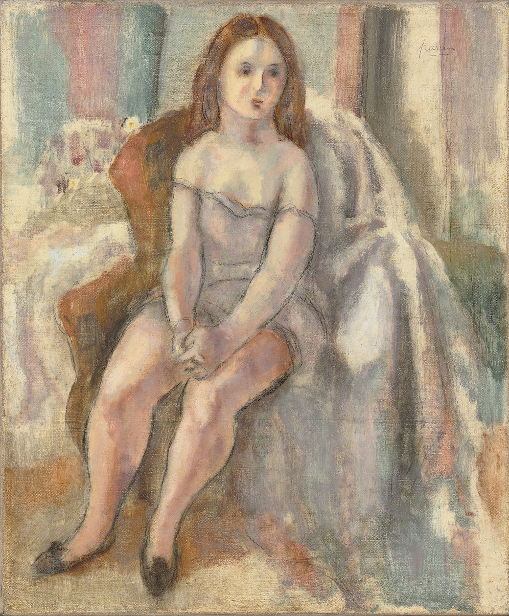 Giovane donna in camicia bianca da Jules Pascin