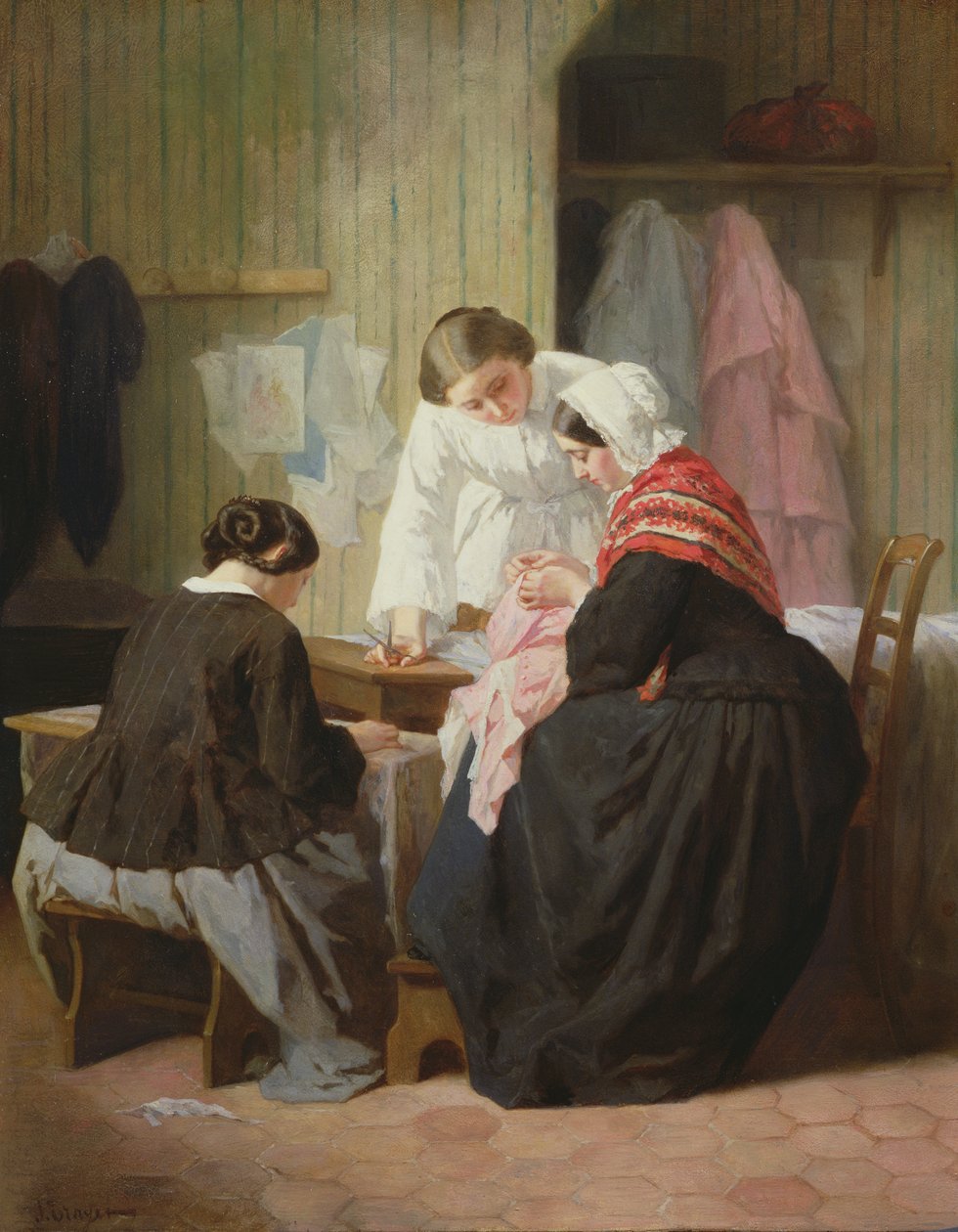Donne che cuciono da Jules Trayer