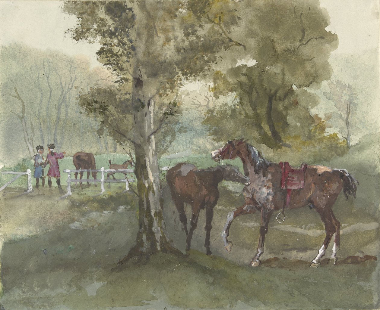 Cavalli nel prato da Jules baron Finot