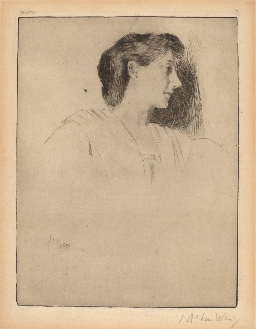 Profilo della testa di una donna, 1890 da Julian Alden Weir