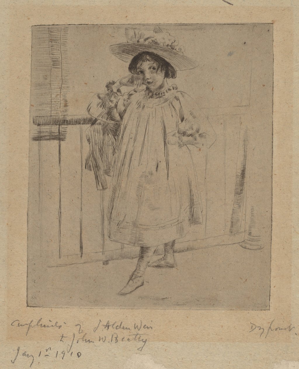 Giovane ragazza con grande cappello, 1893 da Julian Alden Weir