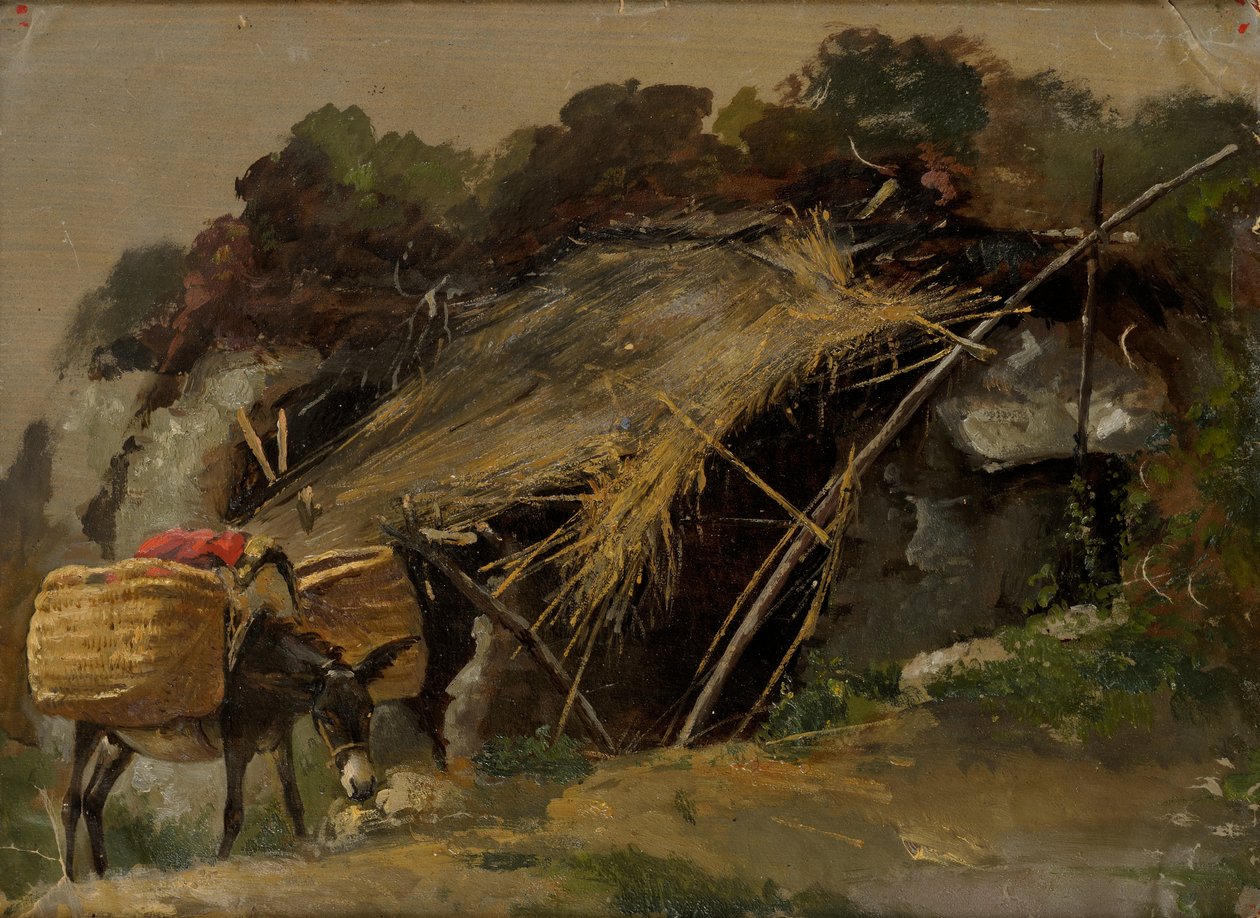 Estone: "Paesaggio italiano con asino". da Julie Wilhelmine Hagen Schwarz