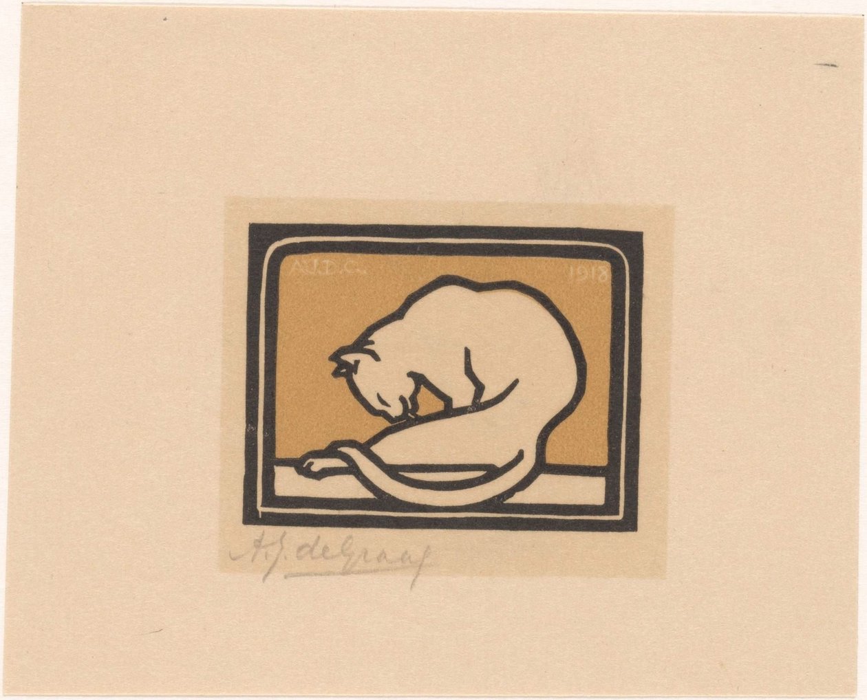 Gatto che si lava da Julie de Graag (signed by artist)