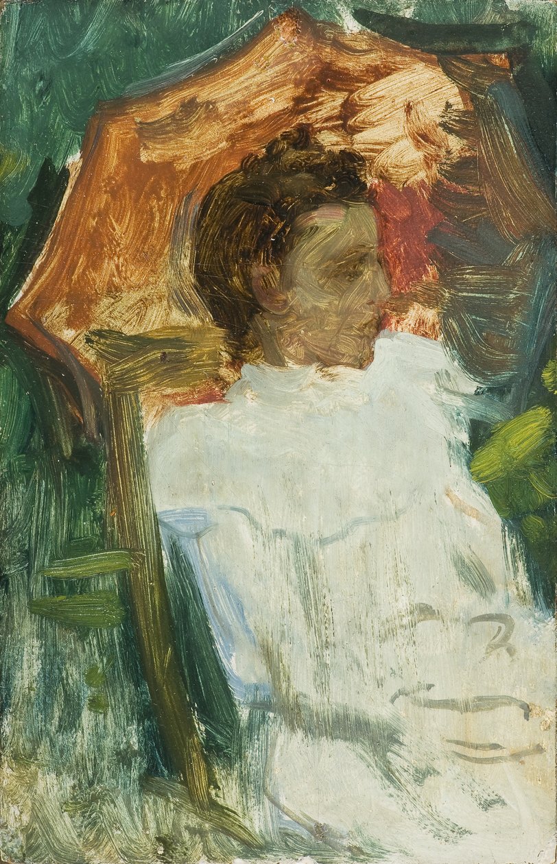 Giovane con ombrello da Julio Romero de Torres
