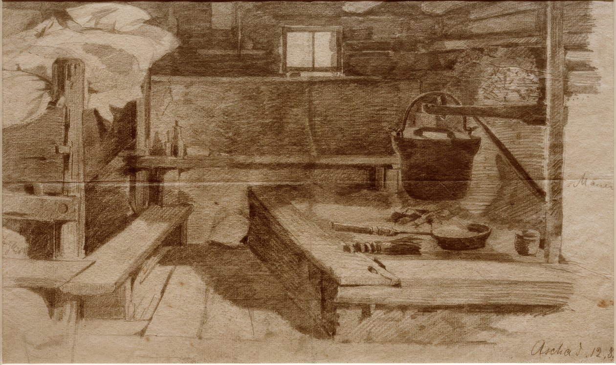 Interno di una stanza contadina da Julius Adam