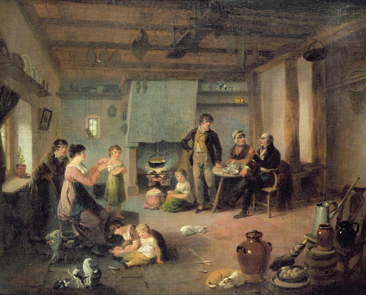 La famiglia del pittore a Masham da Julius Caesar Ibbetson
