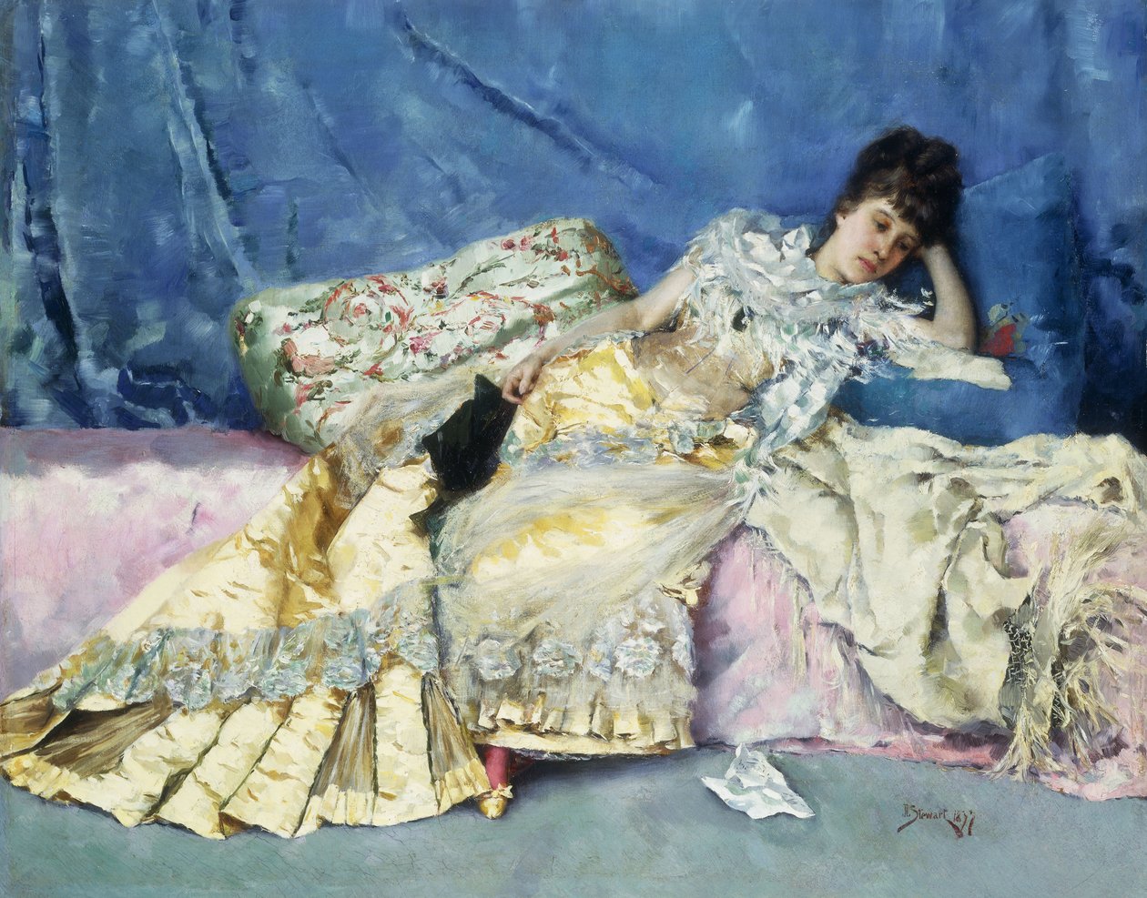 Signora su un divano, 1877 da Julius Leblanc Stewart