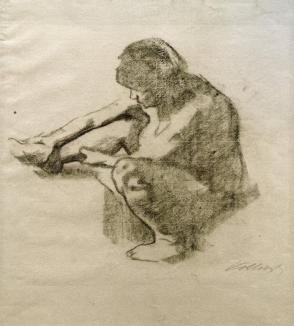 Donna seduta di profilo a sinistra da Käthe Kollwitz