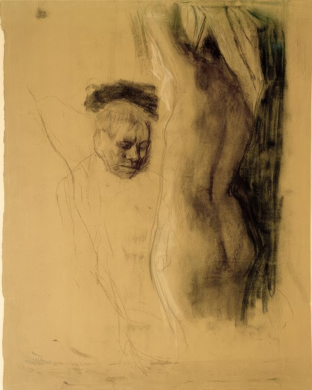 K. Kollwitz, Uomo inginocchiato davanti a nudo femminile da Käthe Kollwitz