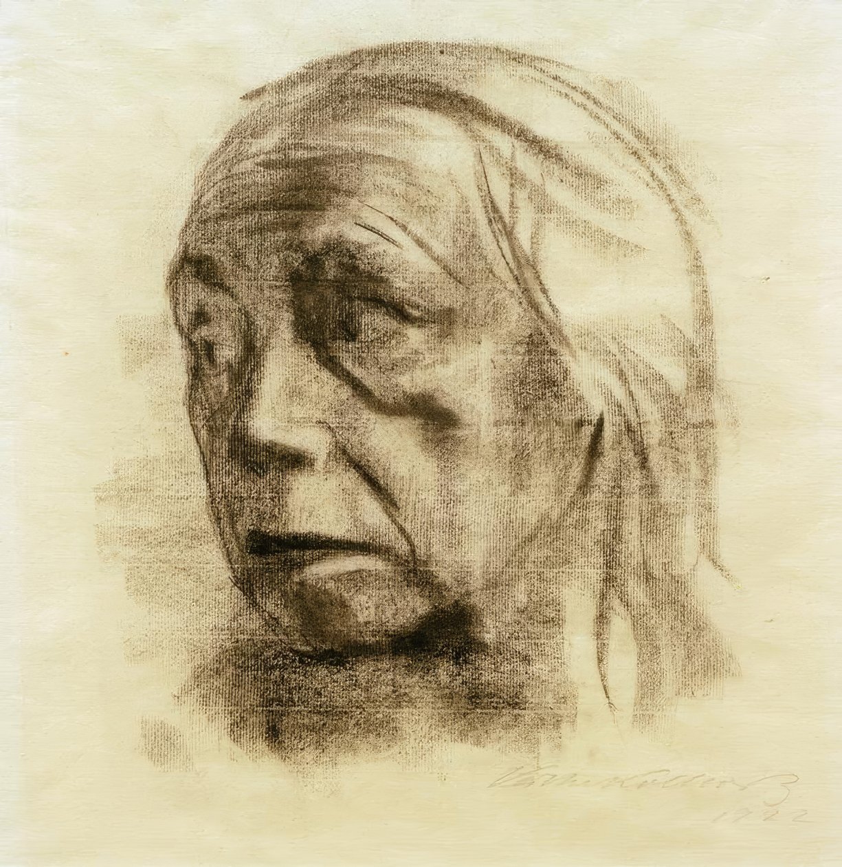Autoritratto in tre quarti di profilo a sinistra da Käthe Kollwitz
