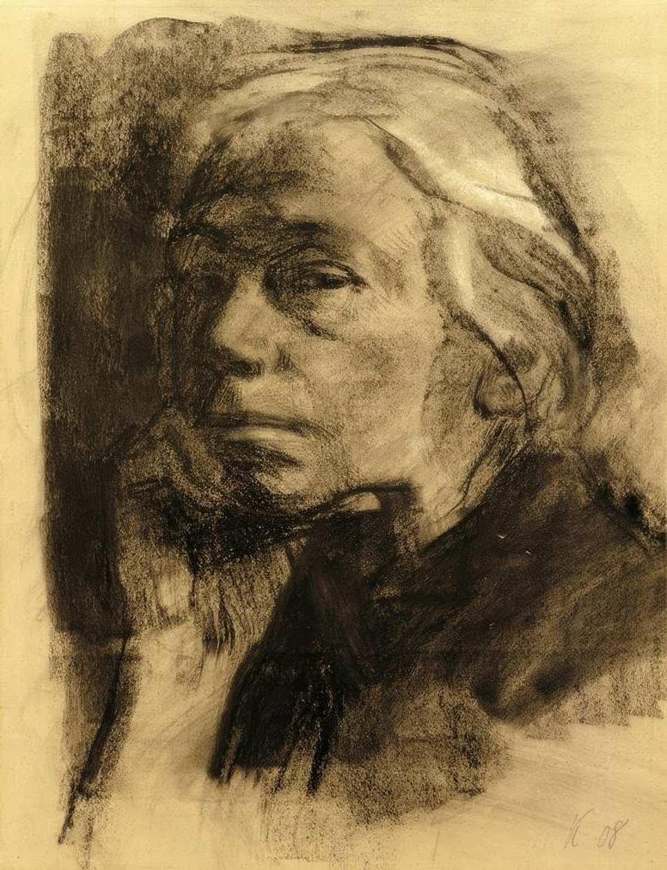 Autoritratto in tre quarti di profilo a sinistra da Käthe Kollwitz