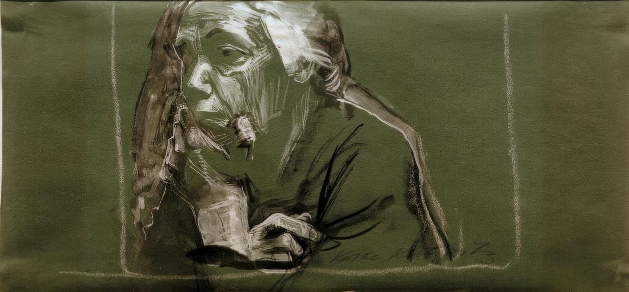 Autoritratto a sinistra con mano sul mento da Käthe Kollwitz