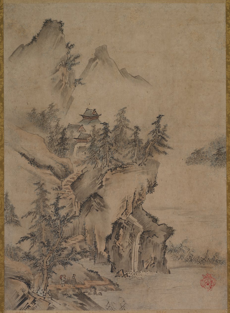 Letterato Cinese in Viaggio verso un Tempio di Montagna da Kano Hidemasa