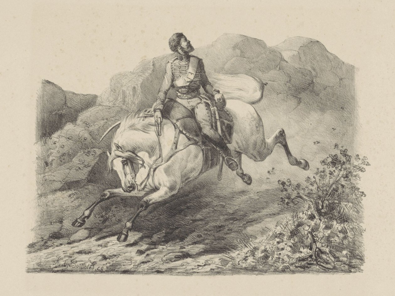 Soldato in fuga a cavallo da Karel Frederik Bombled