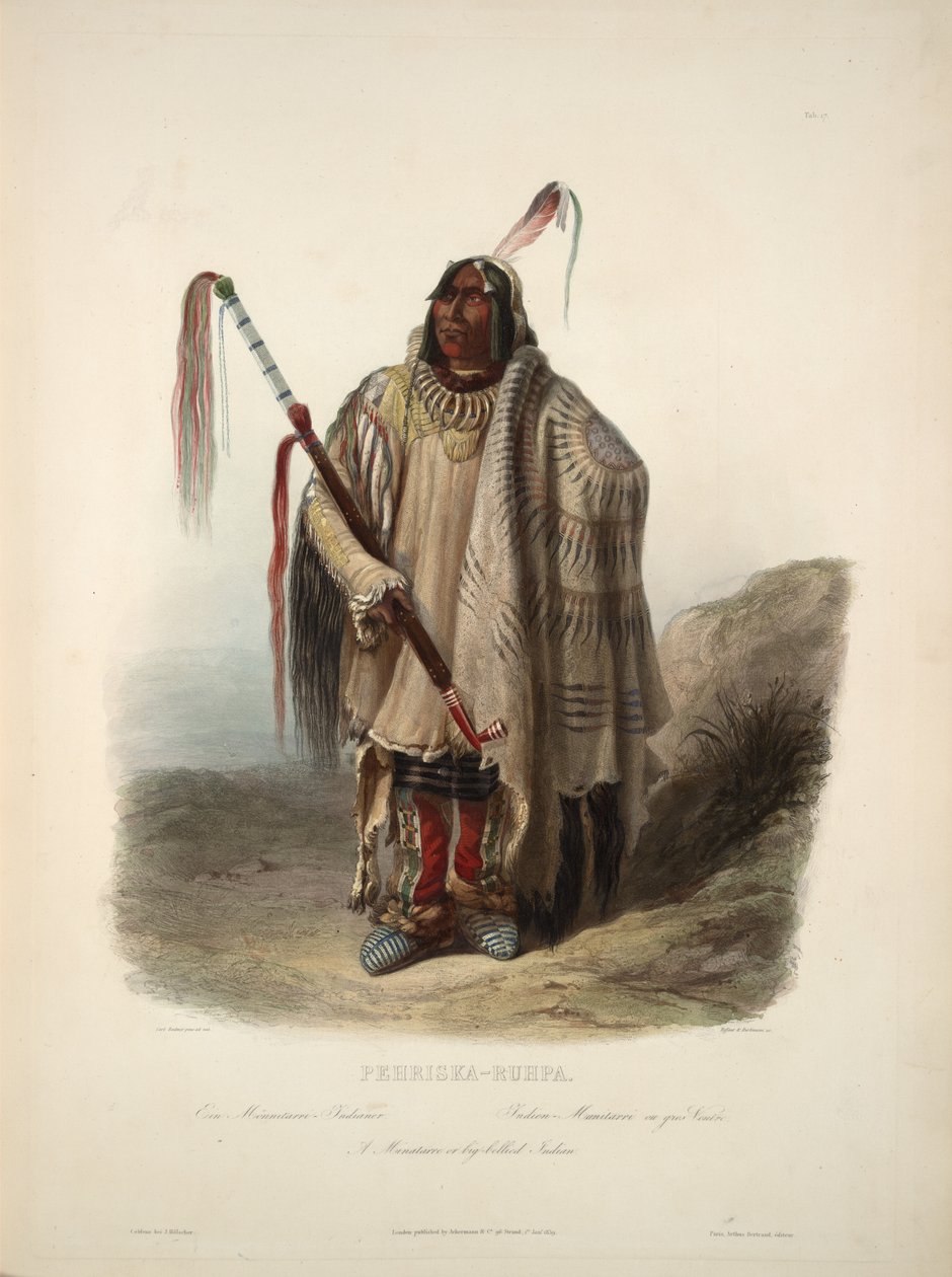Un Minatarre o indiano panciuto da Karl Bodmer