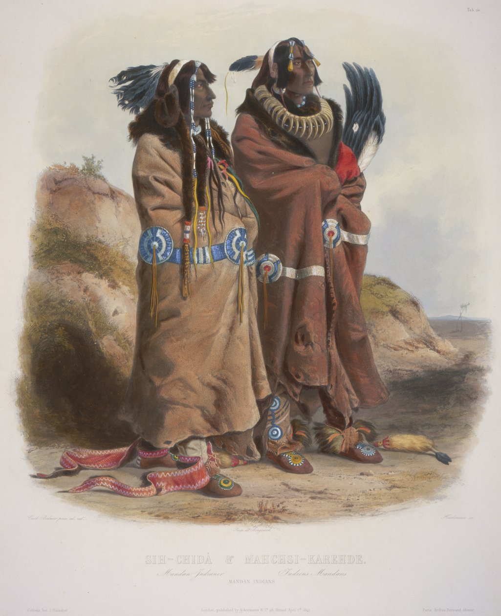 Sih-Chida e Mahchsi-Karehde, indiani Mandan da Karl Bodmer