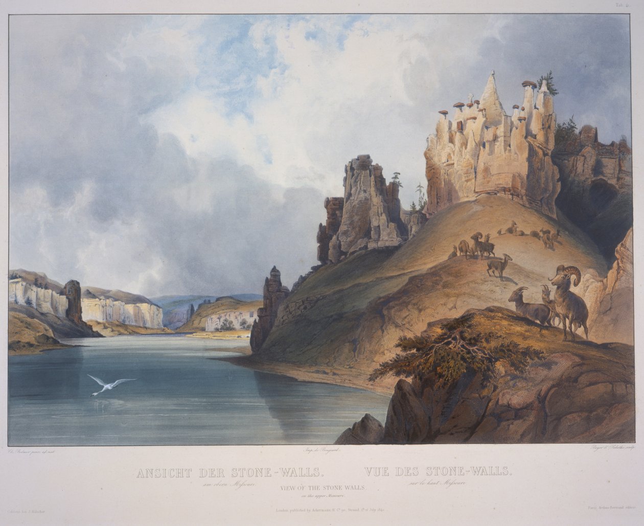 Veduta delle mura di pietra da Karl Bodmer