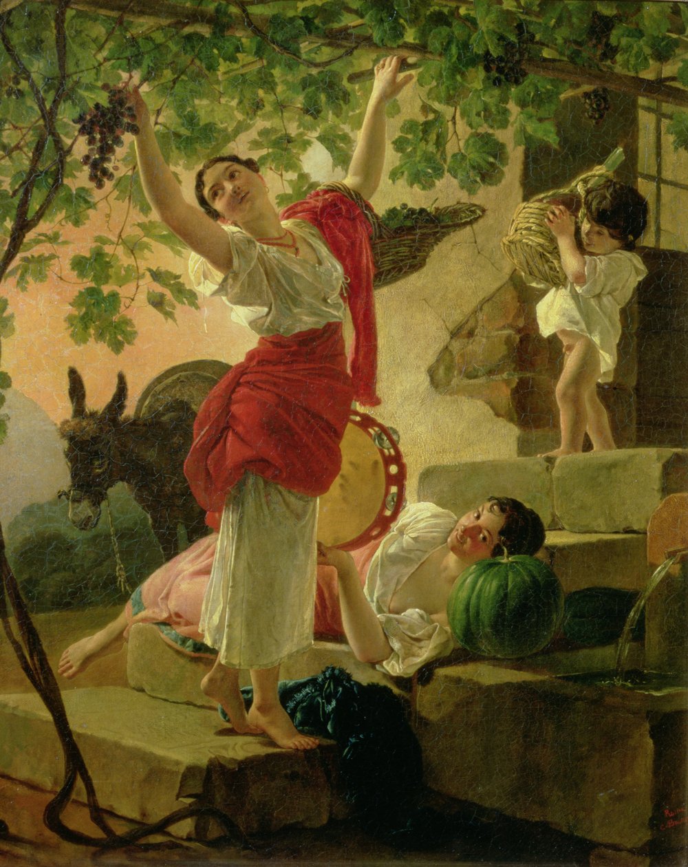 Ragazza che raccoglie uva vicino a Napoli, 1827 da Karl Pavlovich Bryullov