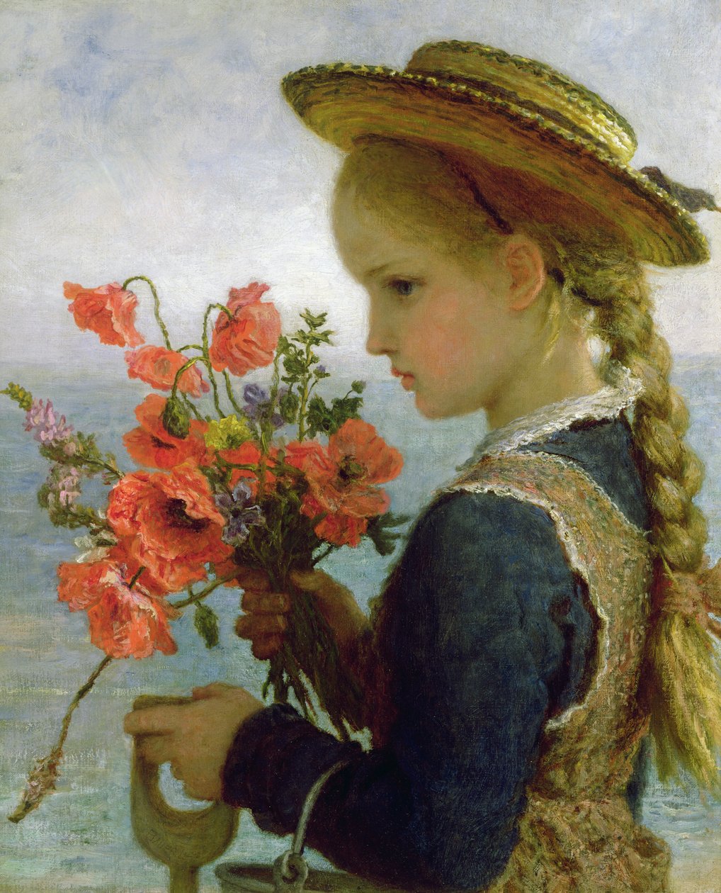 Ragazza con papavero da Karl Wilhelm Friedrich Bauerle