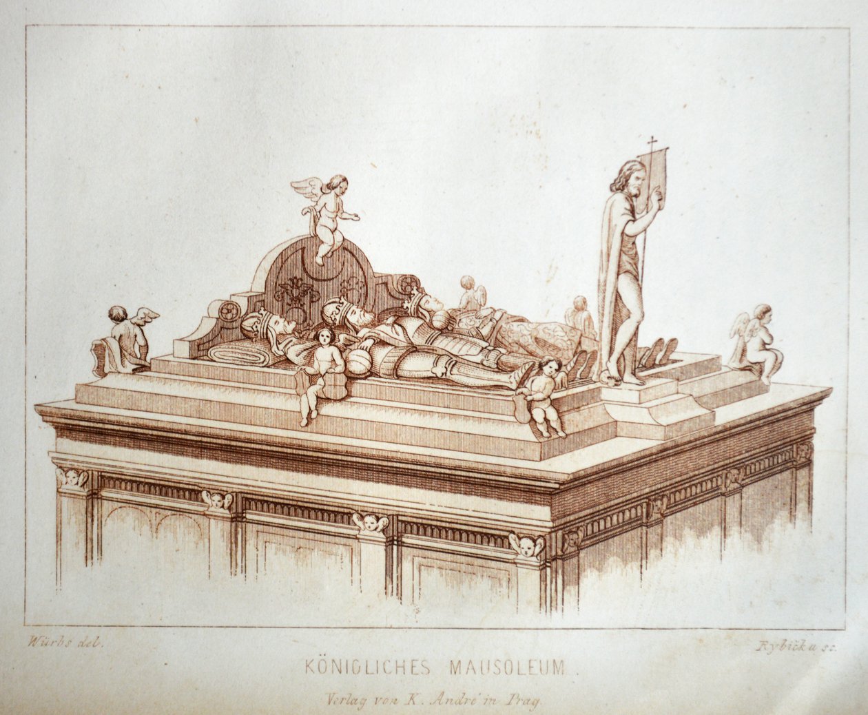 Illustrazione dal libro Der Dom zu Prag del 1858, che mostra le tombe dei re nella cattedrale di San Vito da Karl Wurbs