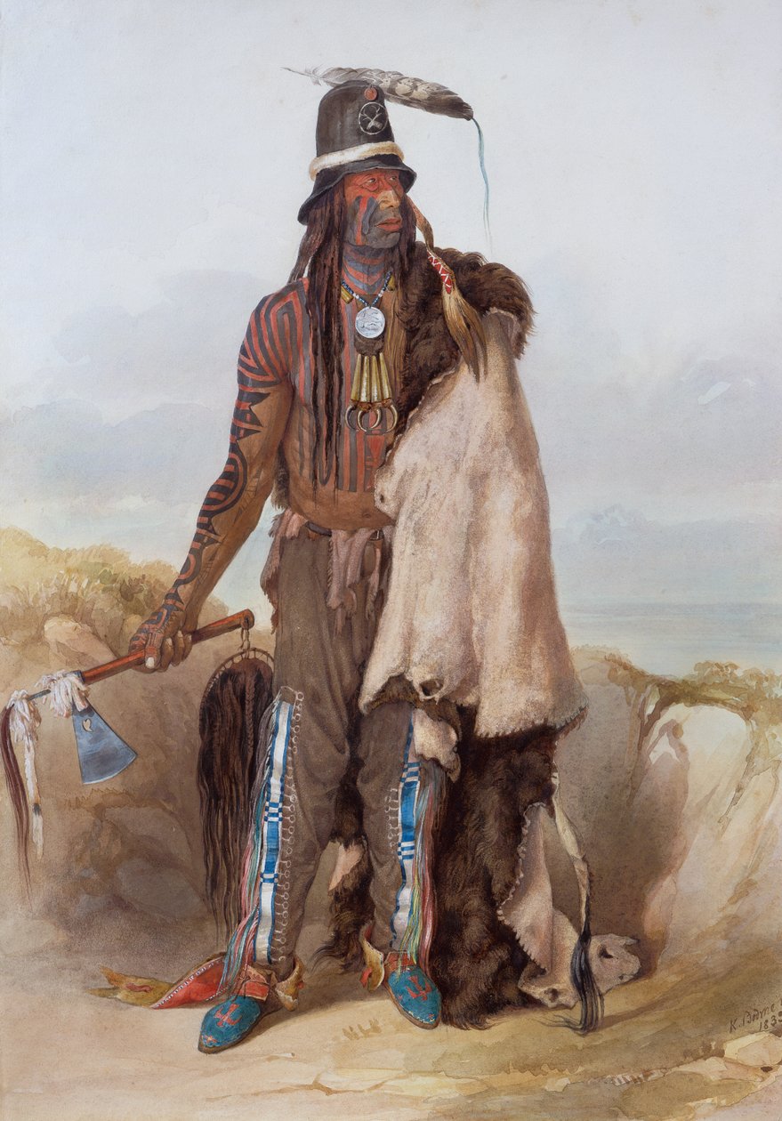 Abdih-Hiddisch, un capo Minatarre da Karl Bodmer