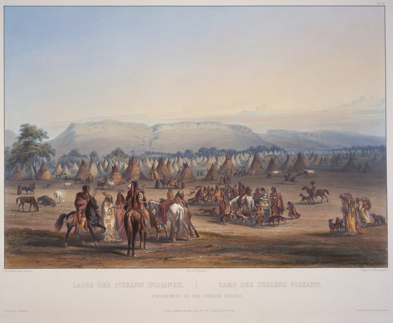 Accampamento degli Indiani Peikann da Karl Bodmer
