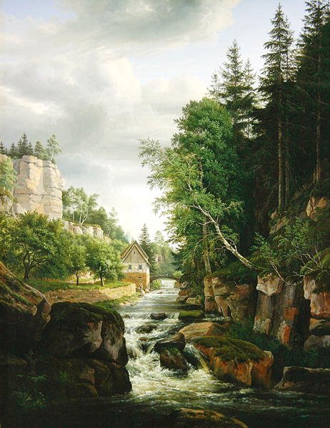 Mulino nella valle di Muehle, Liebenthal da Karl Christian Sparmann