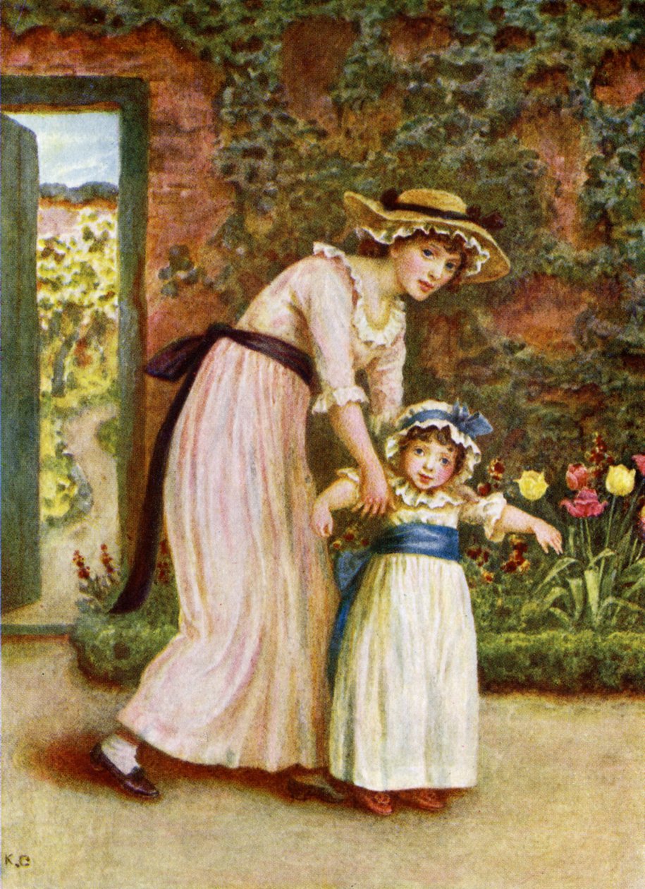 Due ragazze in un giardino di Kate Greenaway da Kate Greenaway