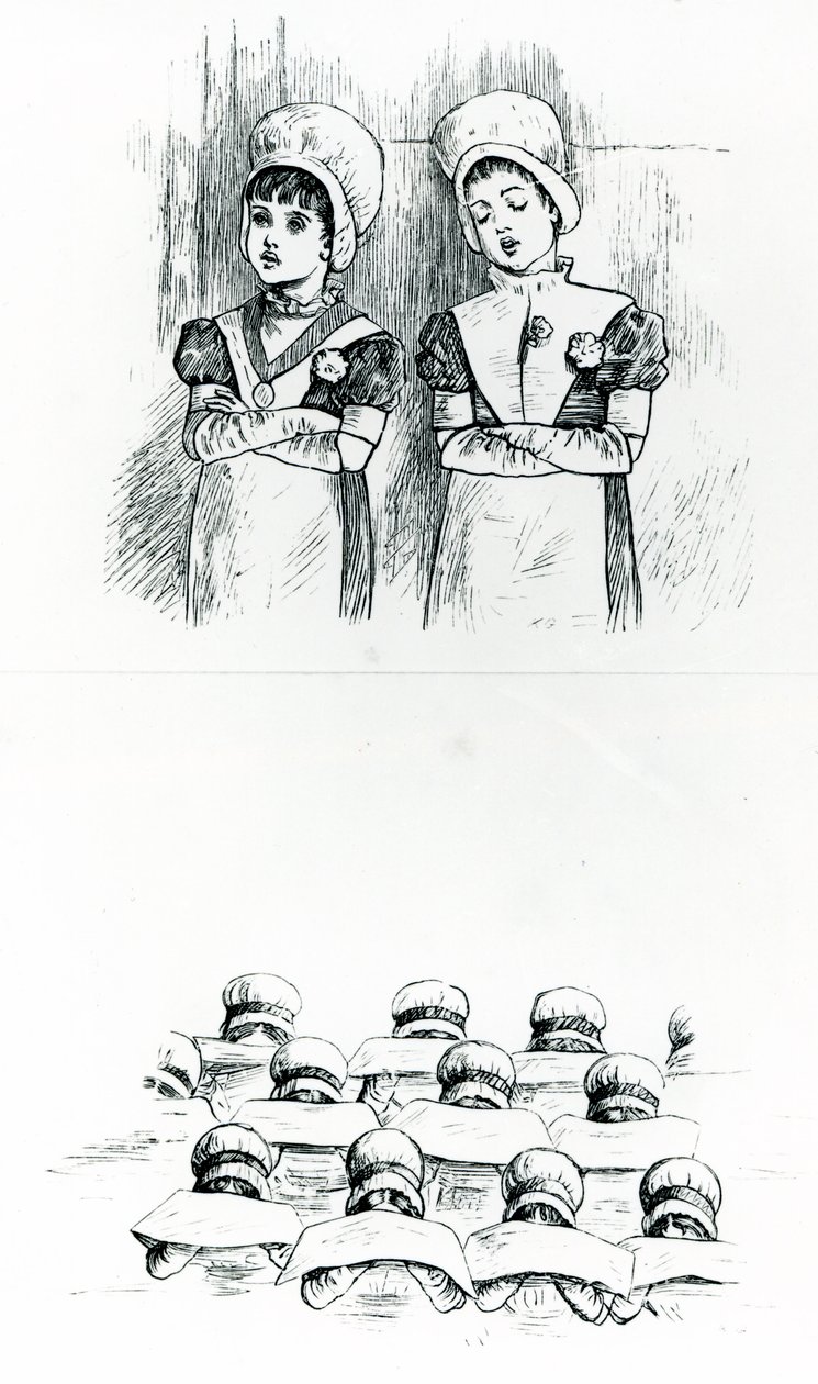 Bambini di carità, c.1880 (incisione) da Kate Greenaway
