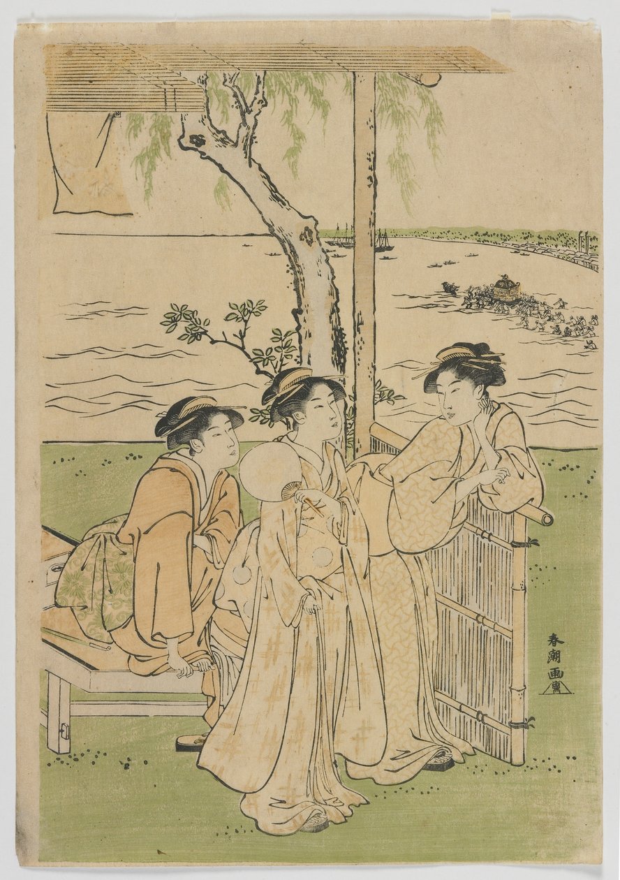 Tre Bellezze in Estate, Donne a Takanawa, periodo Edo, metà anni 1780 da Katsukawa Shuncho