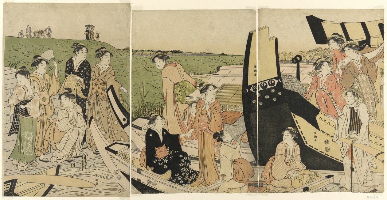 Barche da diporto a un molo da Katsukawa Shuncho