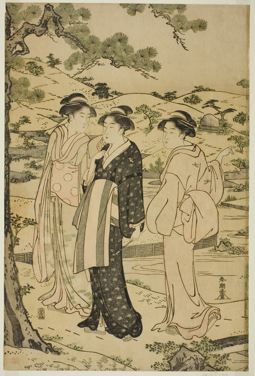 Donne che visitano un santuario di Inari da Katsukawa Shuncho