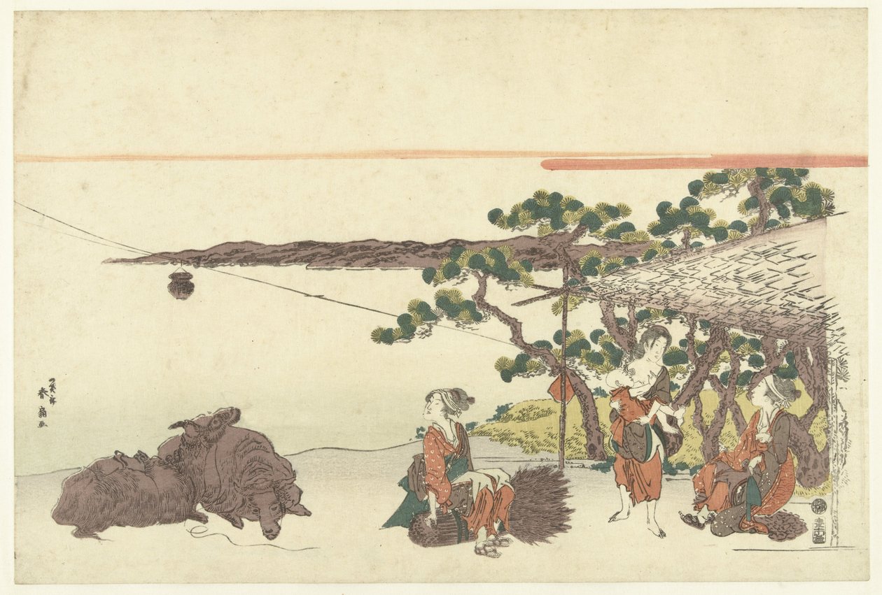 Donne presso un lago da Katsukawa Shunsen