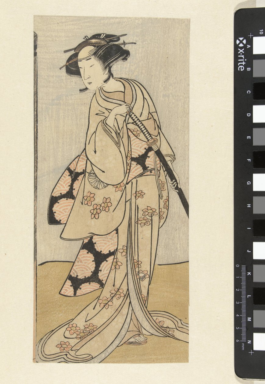 Attore con spada in ruolo femminile da Katsukawa Shunsho (attributed to)