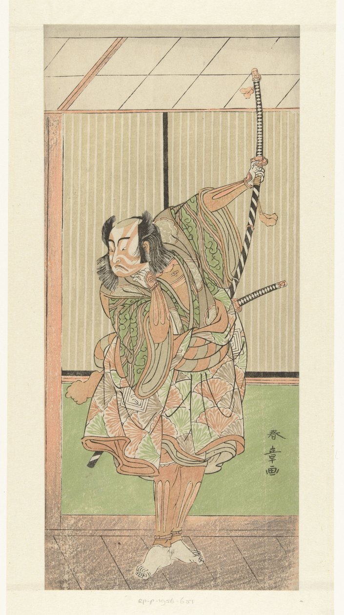 Attore Ichikawa Yaozo con lunga spada da Katsukawa Shunsho