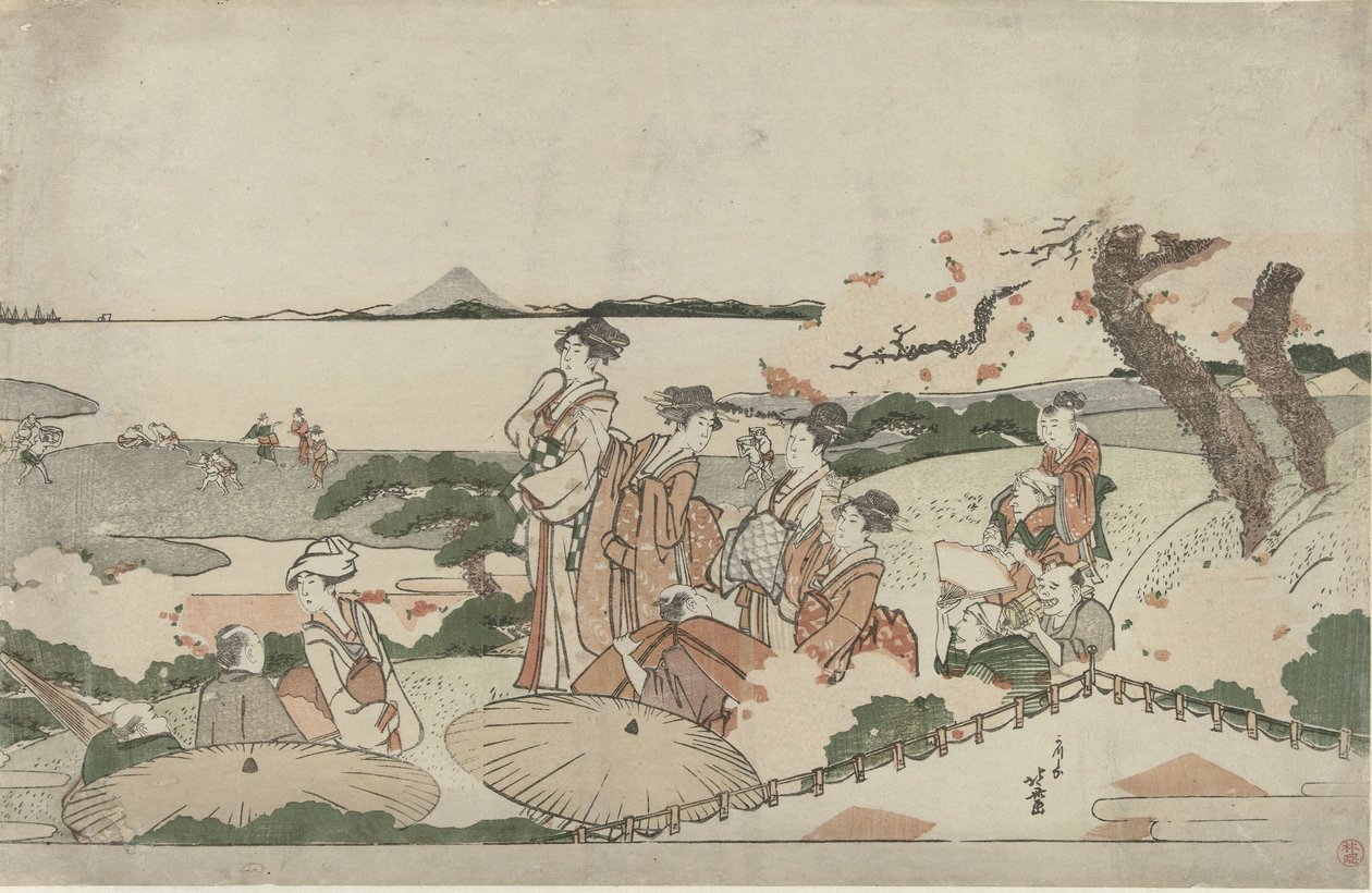 Ammirare i fiori di ciliegio a Gotenyama da Katsushika Hokusai