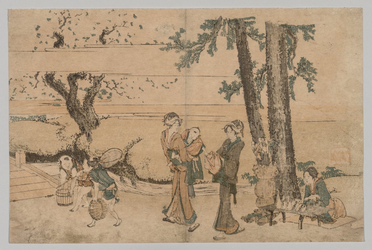 Gruppo di figure vicino a un ruscello, 1760-1849 da Katsushika Hokusai